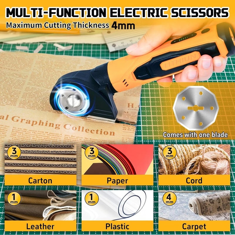 VYRALOFT 4-In-1 Cordless Electric Scissors,90pcs Multi-Functional 4V Cardboard Cutter Electric,Includes Interchangeable Rotary Tool Kit,Suitable For Cardboard Cutting,Sanding,Drilling,And Diy Crafts - Image 4
